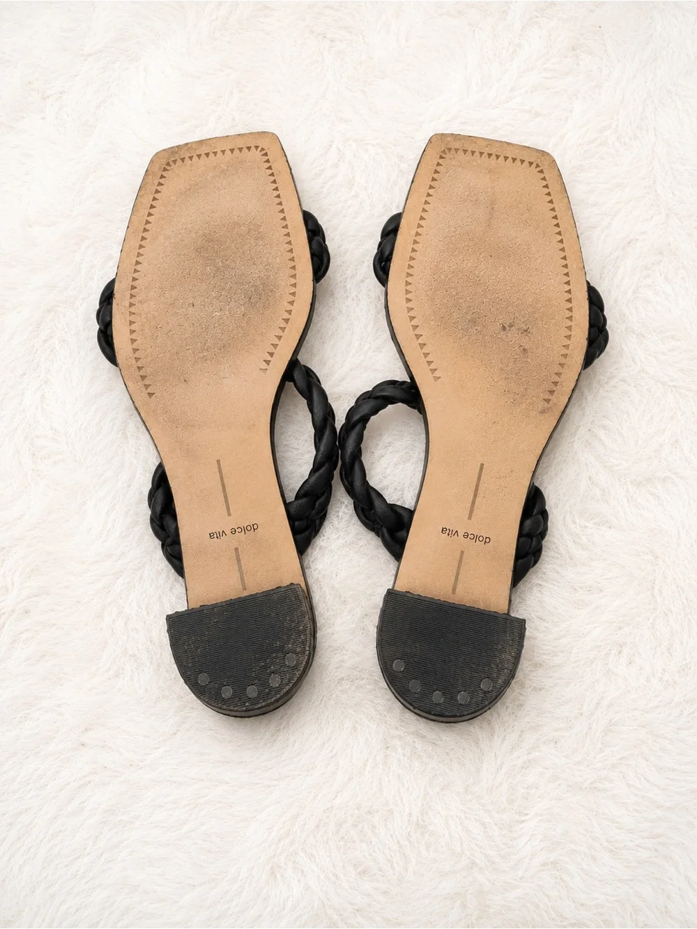 Dolce Vita Braided Block Heel Sandals Women’s Size 7 Black Square Toe Trendy - Picture 6 of 6
